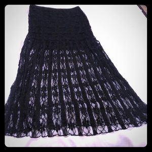 Long black lace skirt; size 11/13 (L)